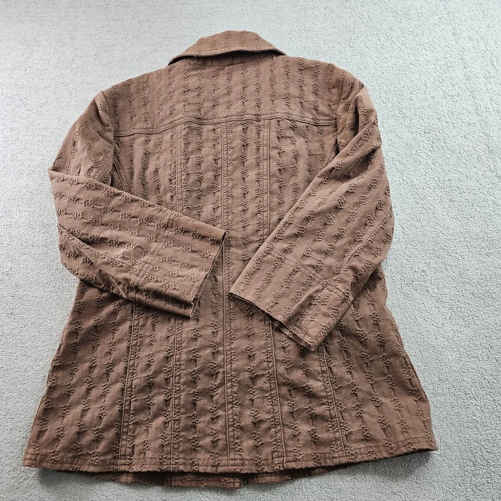 David Brooks Jacket Womens M Brown Cocoa‎ Floral Textured Collared Button Front